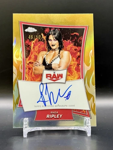 2025 Topps Chrome WWE RHEA RIPLEY GOLD Refractor AUTO #d /50
