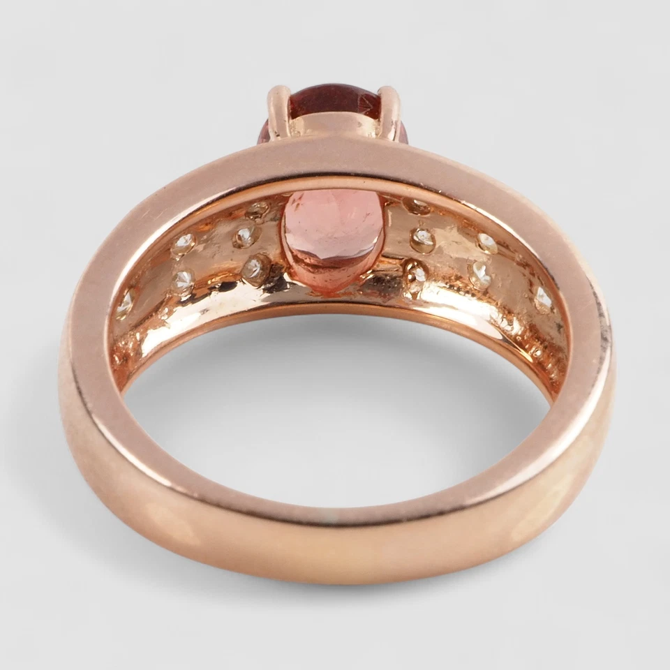 Anillos finos hechos a mano de plata de ley 925 de 2,20 quilates de turmalina naranja atardecer talla 6,5 Foto 3 de 4