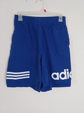 ADIDAS junior boys blue spell out logo cotton shorts sz L 14/16