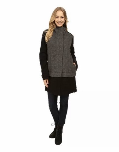 PrAna Womens Wool Blended CAPRISE INSULATED CONVERTIBLE JACKET SZ XS NWT Gravel - Picture 3 of 9