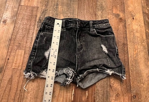 RSQ youth Vintage High Rise Black Denim Shirts Sz 10 - Picture 6 of 7