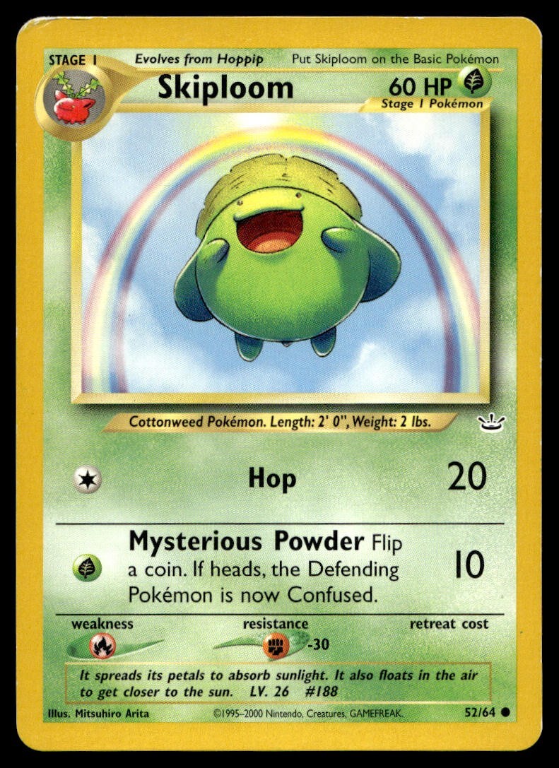 Skiploom 52/64 Pokemon Card Neo revelation  Common 60 HP Lightly Played Z13