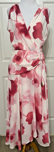 NWT Donna Karan size 6 pink cream sleeveless fit & flare long dress $159