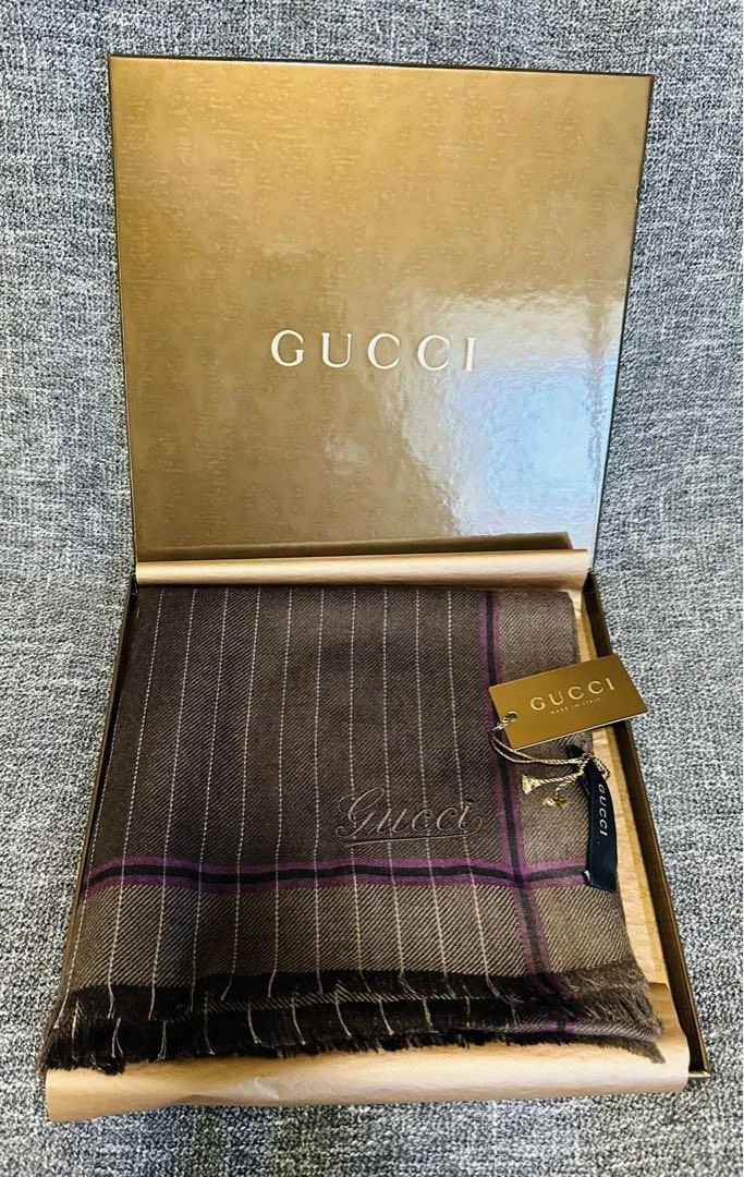 Écharpe en tricot côte laine authentique GUCCI FABRIQUÉE EN ITALIE luxe multicolore #39