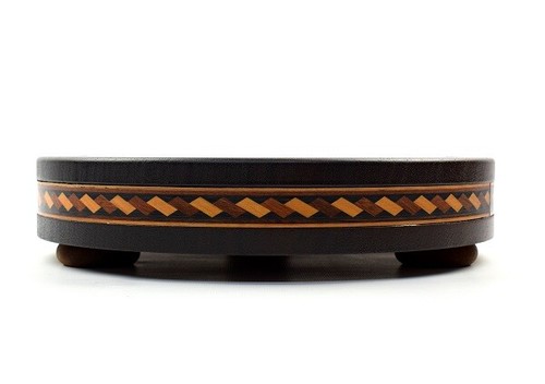 Marrone Scuro Base IN Legno con Giallo Motivo 29.3 CM per Vetro Cupola - Foto 2 di 4