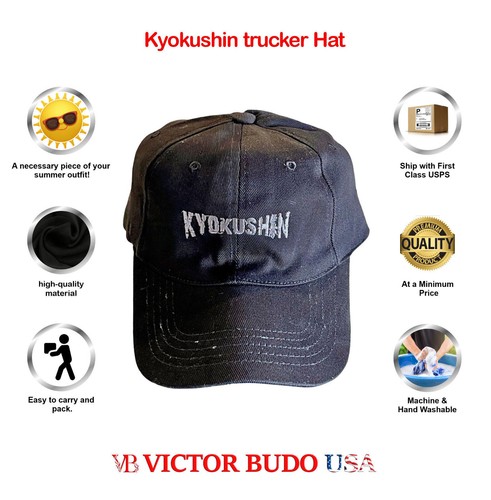 VB Kyokushin Trucker Cap Plain Black Snapback Hat Adjustable for Men & Women - Picture 3 of 13