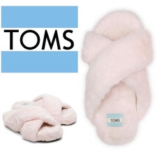 Toms Women's Susie Eva Faux Fur Slip On Slippers Slides Pink Size 9