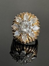 925 STERLING SILVER VERMEIL CZ FLOWER RING SIZE 5