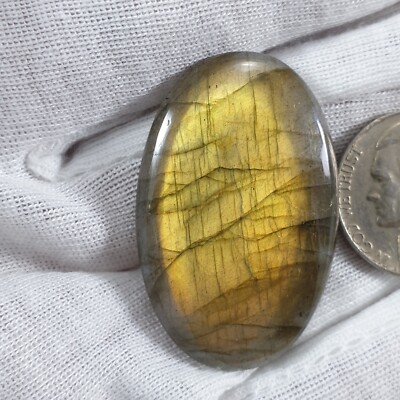 Amazing Natural Labradorite Golden Fire Oval Cabochon Loose Gemstone 40 Carat