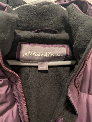 Eddie Bauer Women's XL Long Sleeve Purple (Eggplant) Quilted Hooded Parka Coat - Picture 2 of 14