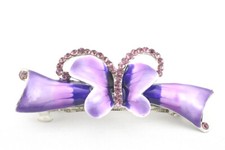 Purple Fascinating Butterfly Austrian Rhinestone Crystal Hair Barrette Clip