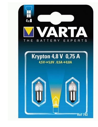 Lampadina Per Torcia Portatile Krypton 4.8 V 0.75 A varta 792 Set Di 2