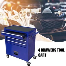 NEW DURABLE 4 DRAWERS MULTIFUNCTIONAL TOOL CART WITH WHEELS-BLUE