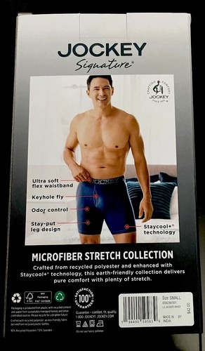 Paquete de 3 calzoncillos boxer Jockey Active de microfibra de pierna larga para hombre/negro - Imagen 5 de 8