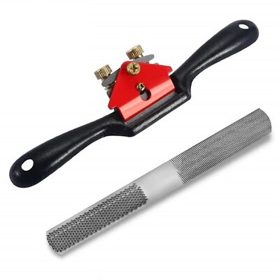 2PCS Carpentry Tools,Adjustable 9''SpokeShave with Flat Base and Metal Blade,4...