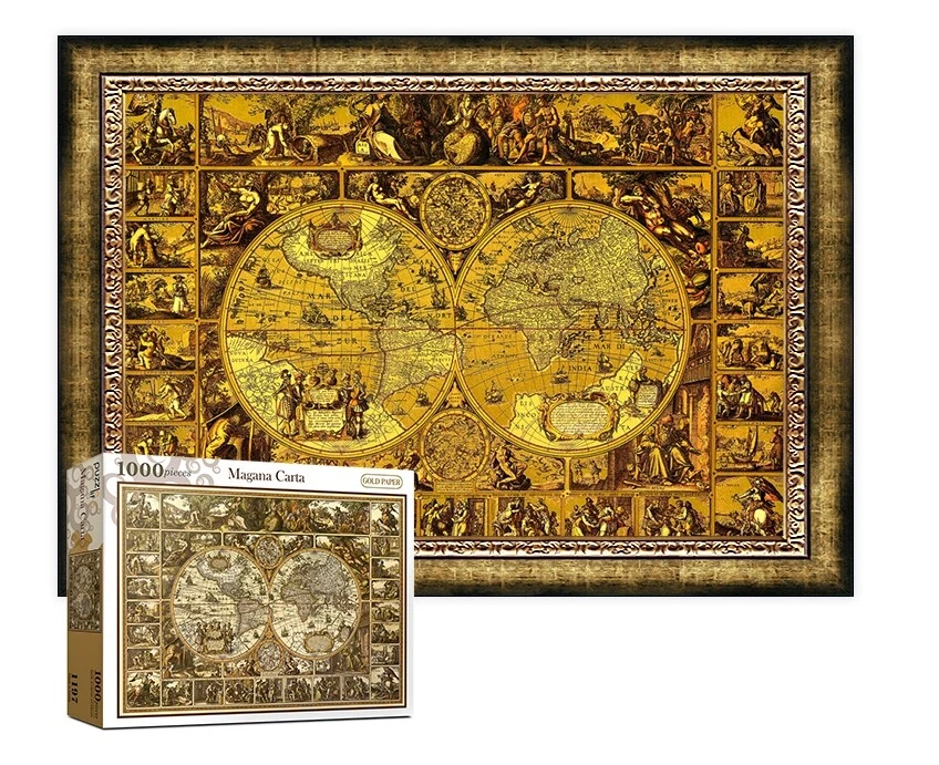 Ancient World Map 1000 Pieces Jigsaw Puzzle-SPECIAL GOLD PAPER version - Image 4 of 4