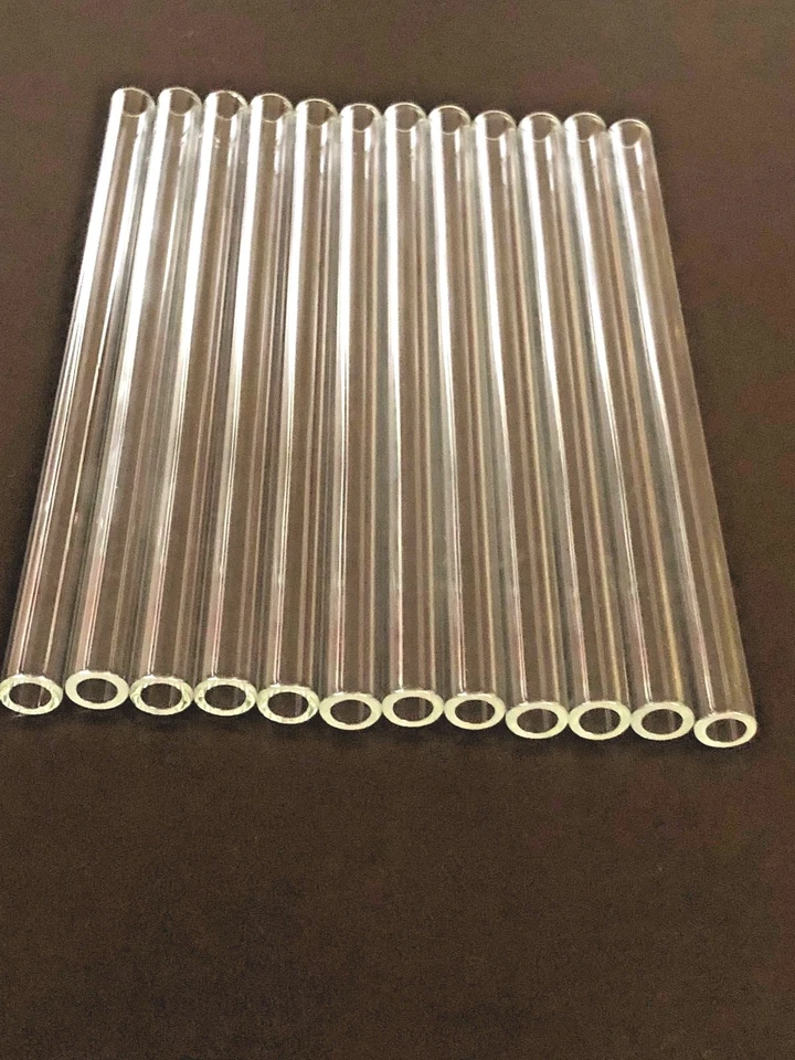 12 Tubes 12x2x4" LONG  PYREX BLOWING GLASS TUBES  12 mm 2 mm THICKNESS -CLEAR - Image 3 of 3