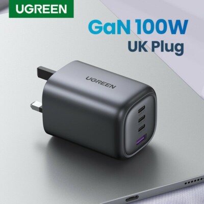 UGREEN 100W USB C PD Charger UK Plug 4-Port GaN Type C
