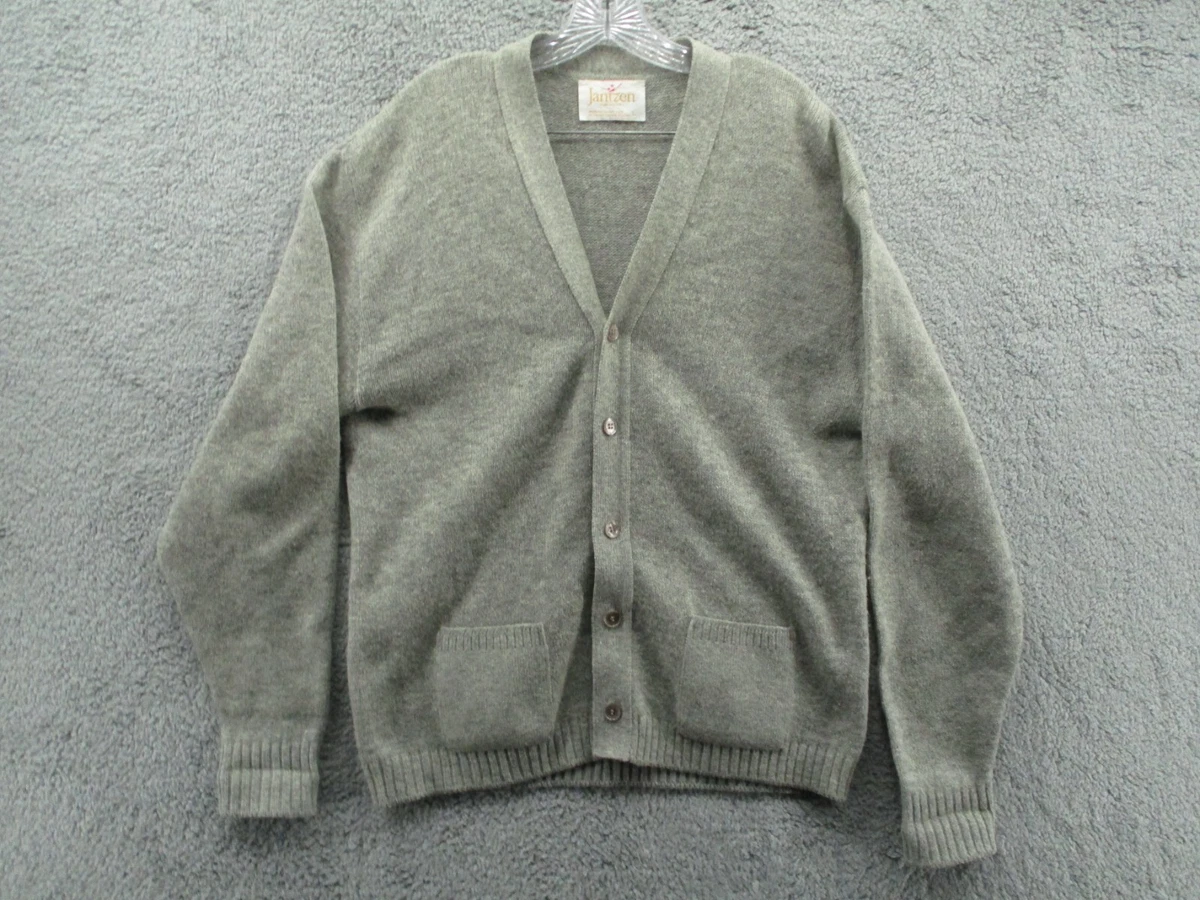 Vintage Jantzen Sweater Cardigan Button Up Knit Wool Beige Womens Size Large L