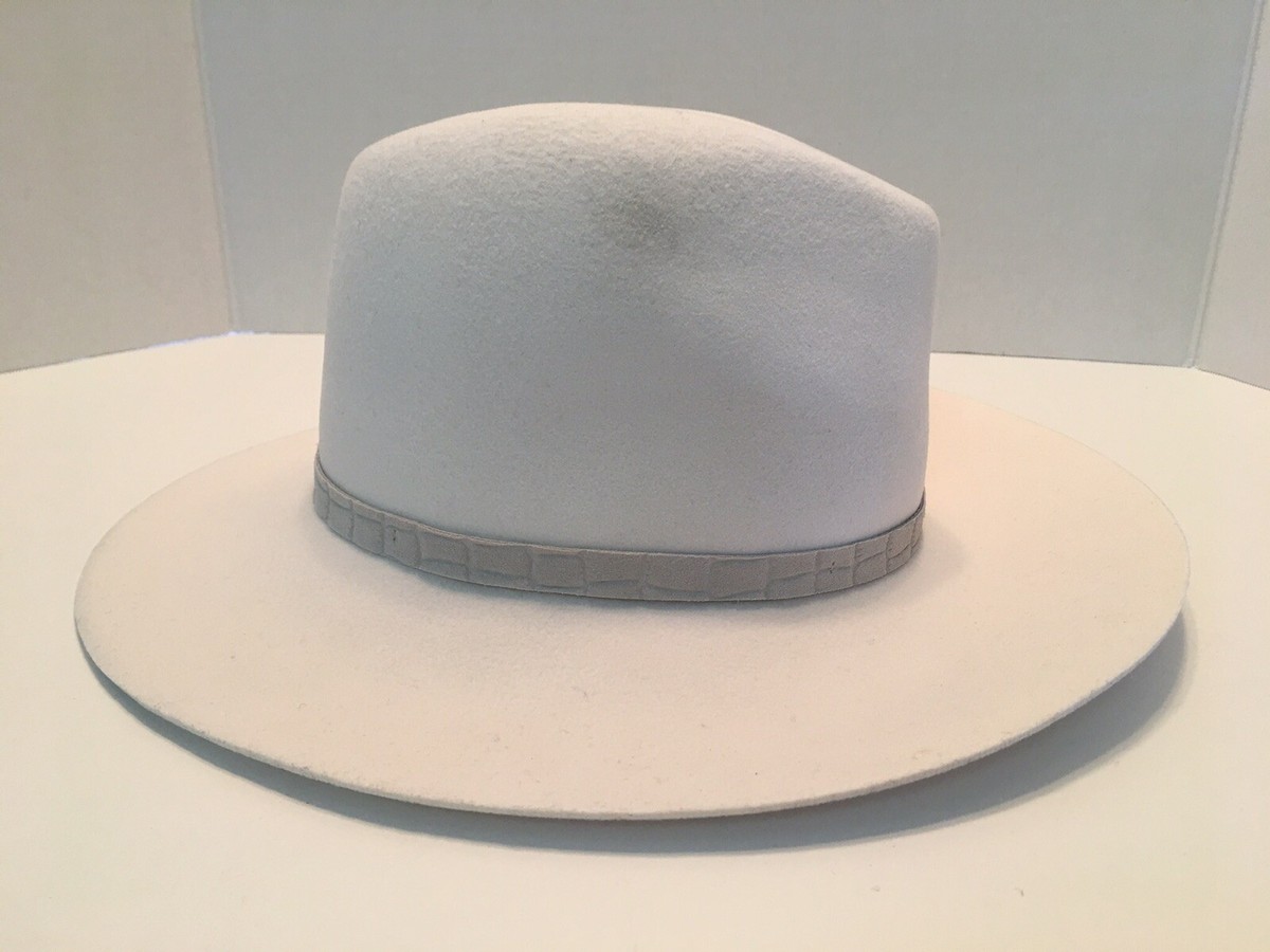 RAG & BONE FLOPPY BRIM FELTED WOOL FEDORA HAT OFF WHITE SIZE 