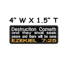Ezekiel 7:25 Patch Embroidered Iron-on Applique Bible Verse Love Jesus God Faith