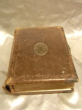 🇫🇷  ANCIEN ALBUM LIVRES RANGE PHOTOS CUIR MAROQUIN 12 PAGES