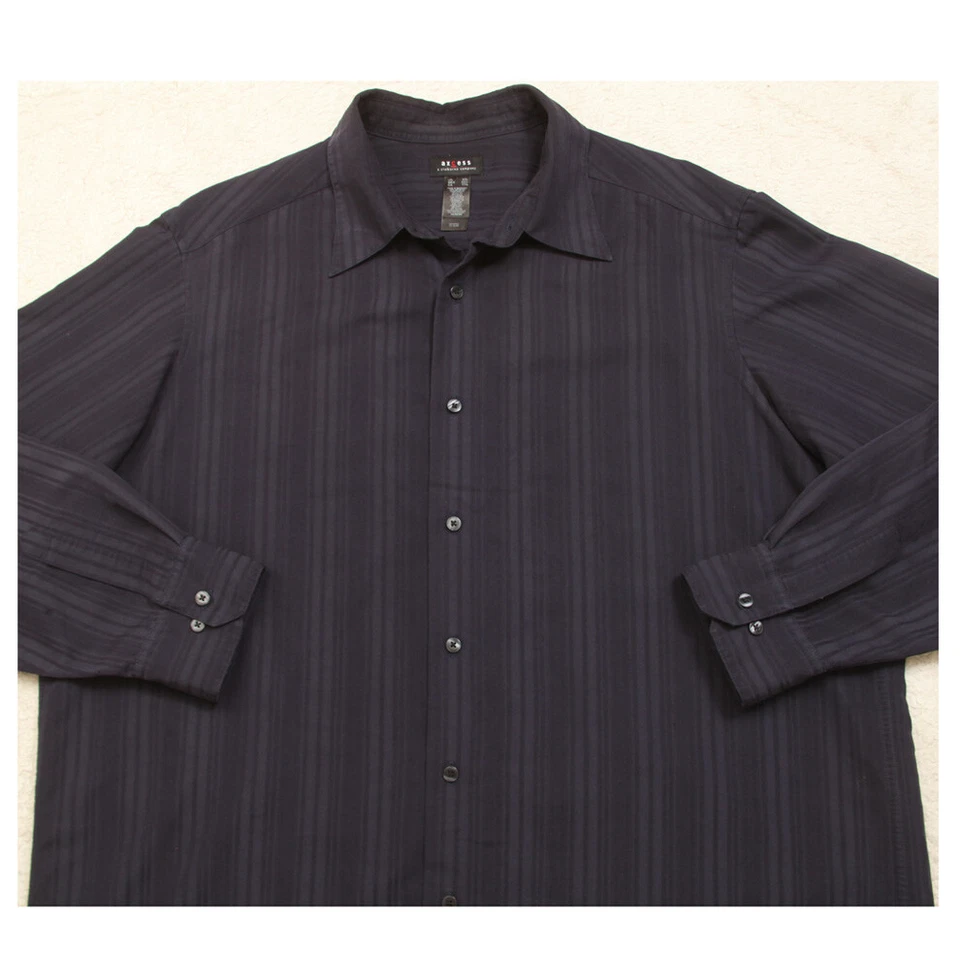 Camisa de vestir para hombre Claiborne Axcess azul rayón poliéster manga larga XXL SS21 Foto 2 de 4