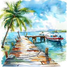 Wall Decal Sticker Tropical Summer Beach Wall Sticker 18X18cm Large