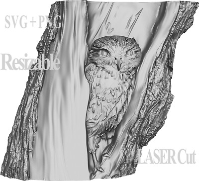 Laser Ready Png Svg Gcode Files  Owl Glowforge Engraver Cut Digital Design