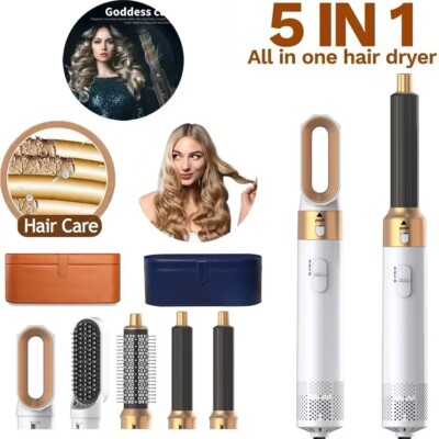 5-in-1 Hair Dryer Hot Comb Set Professional Curling Iron Hair