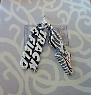 Sterling Silver 23x15mm Movable says Track and Field & has Shoe with Wings Charm