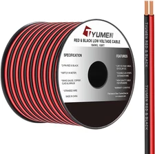 18 Gauge Wire 100FT, 18/2 AWG Red Black Hookup Electrical Wire LED Strips Extens