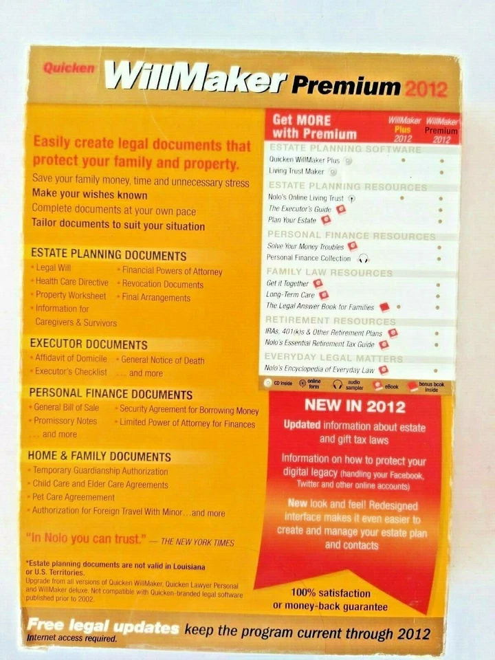 NOLO Quicken Willmaker Premium Estate Planning Software (XP, Vista, Windows 7) - Image 2 of 2