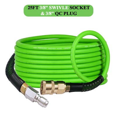 #ad Super Flexible High Pressure Washer Hose 1 4quot; 3 8 Inch Swivle Quick Connect 25#x27; $26.99
