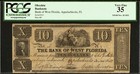 1832 - Appalachiola Fl - Bank of West Florida $10 - Pcgs 35 - Rare Note!