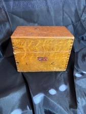 Vintage Weis Dovetailed Solid Oak Index Card Box, original Alphabetical dividers