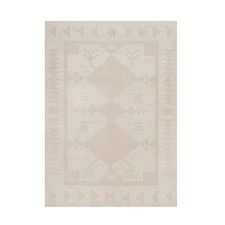 5'3"x7'6" Ivory Flat Weave Durie Kilim with Geometric Design Wool Hand Woven Rug
