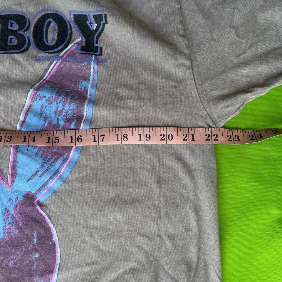 Camiseta Playboy XL Gris Conejito Neón Estampado Gráfico Camiseta Andy Warhol Manga Corta Foto 4 de 4