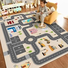 Kids Car Rug Playmat with Non-Slip Rubber Backing Extra Large Car City Life