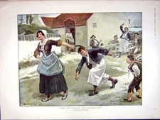 Original Old Antique Print 1898 Home She Brought Her Warrior BMother Son 19th