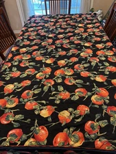April Cornell Oblong 60" X 102" Tablecloth Black Apple Print