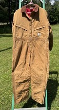 Vintage Carhartt Insulated Lined Winter Coveralls Size 44 Short Tan Brown