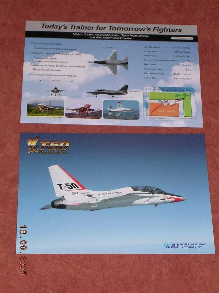 T-50 KOREA plane - brochure catalogue avion chasseur militaire - english - Photo 1/1