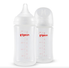Pigeon Wide Neck Nursing Bottle 8.1 Oz Anti-Colic Pack of 2 with 2Nipples 3m