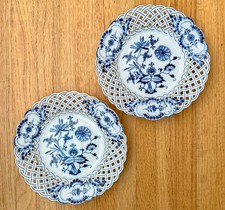Antique Meissen Blue Onion Reticulated Salad Plates Set of 12, 8" — listing 4