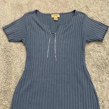 Sostanza Vintage Y2K Blue Short Sleeve Long T Shirt Dress Sz M Curvy Coastal