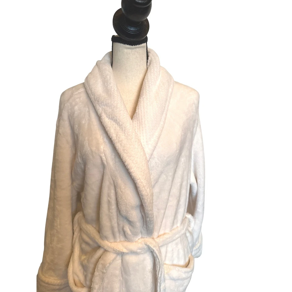 Bata de felpa Sonoma Life Style Intimates XL de piel sintética spa ropa para dormir crema Foto 4 de 4