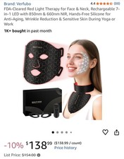 FDA-Cleared Red Light Therapy for Face  Neck, Rechargeable 7-in1 LED Hands-Free