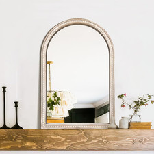 Arched Vanity Mirror For Wall 30x20 Boho Rustic Farmhouse Mirror With Beaded