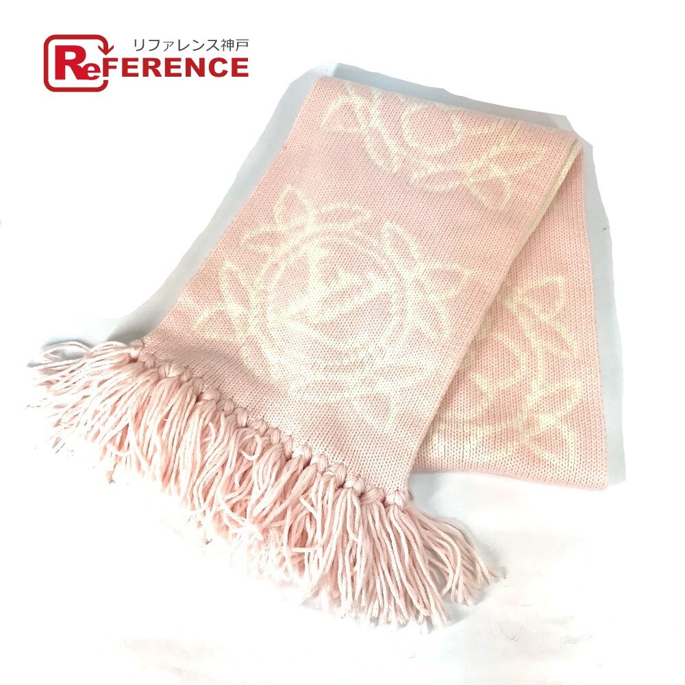 Louis Vuitton Pink & White Wool Fringe Scarf for Women 67.7 x 11.8 Inches